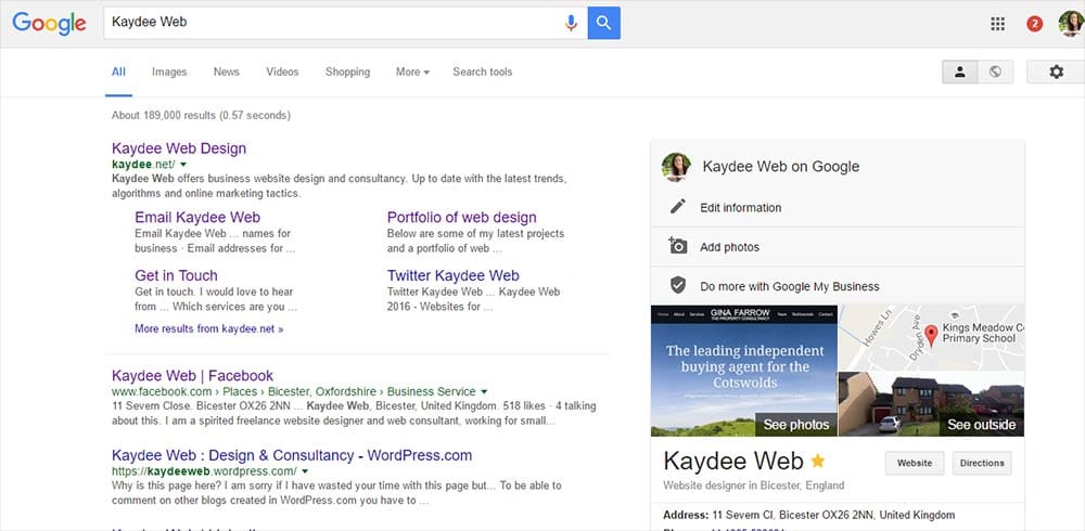 Google Site Links on the Google Search Result Page