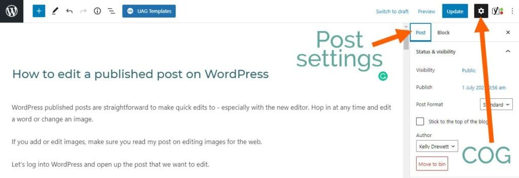 WordPress Post Settings Reveal